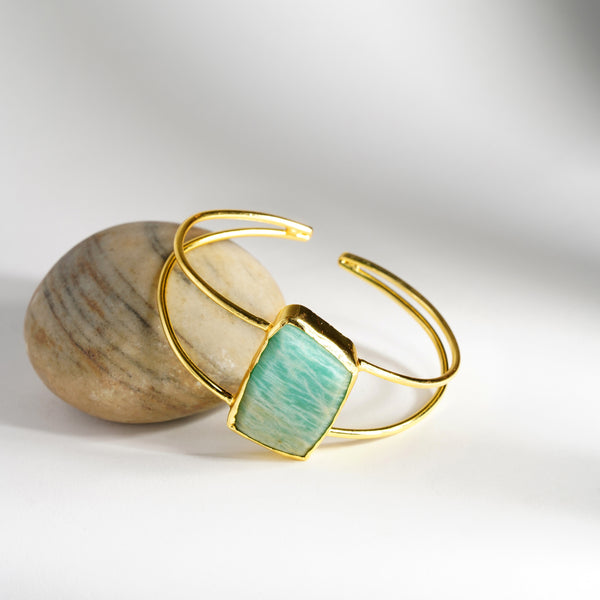 Teal Semi Precious Stone Bracelet: 18K Gold Plated