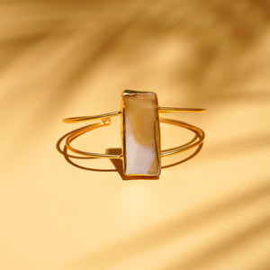 Rectangle Semi Precious Stone Bracelet: 18K Gold Plated