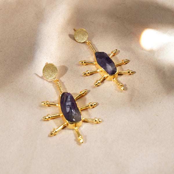 Statement Enough Black Stone Earrings: 18K Gold Plated