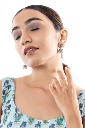 Sterling Swirls Jhumkas: 925 Sterling Silver