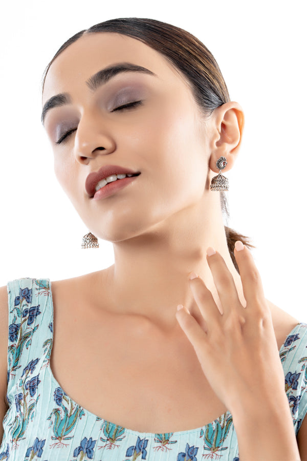 Sterling Swirls Jhumkas: 925 Sterling Silver