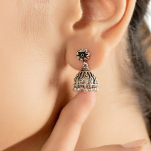 Dancing Droplets Jhumkas: 925 Sterling Silver