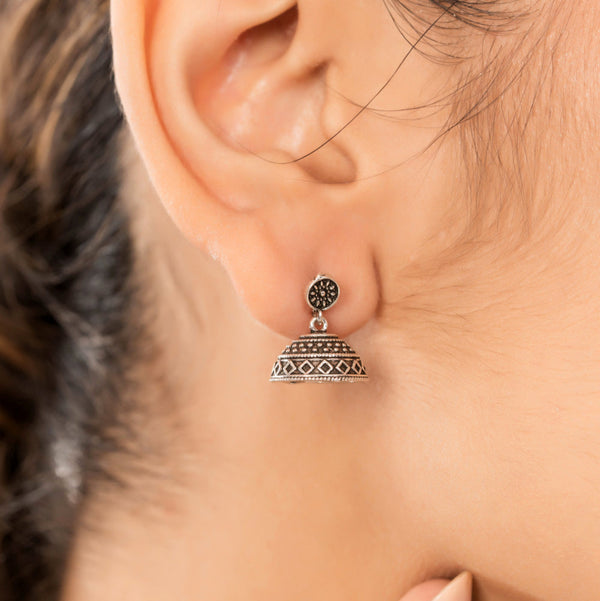 Eternal Gleam Jhumka: 925 Sterling Silver