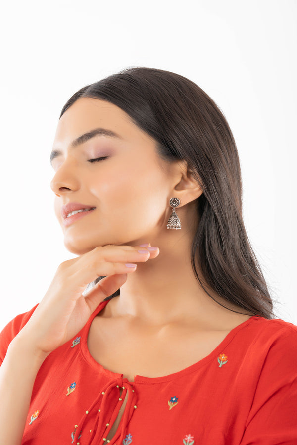 Lunar Charms Jhumka: 925 Sterling Silver