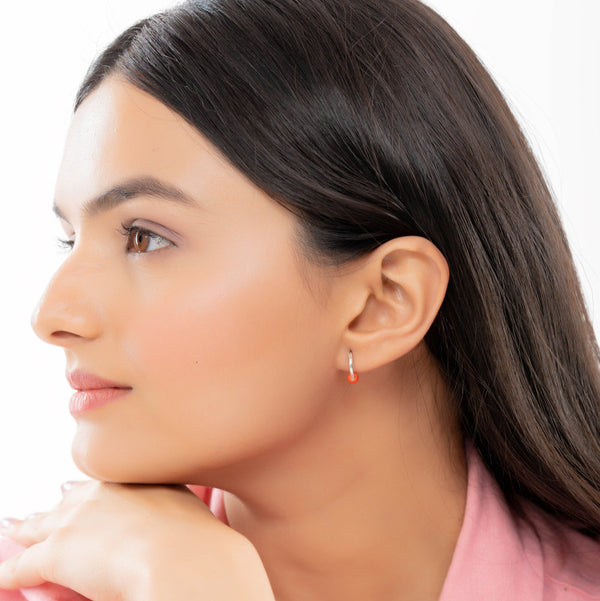 Dainty Garnet Drop Hoops