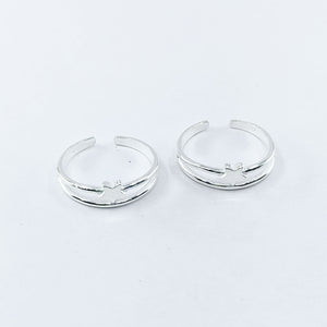 Star Two Row Adjustable Silver Toe Ring: 925 Sterling Silver