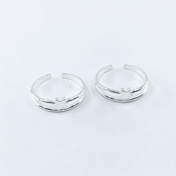 Star Two Row Adjustable Silver Toe Ring: 925 Sterling Silver