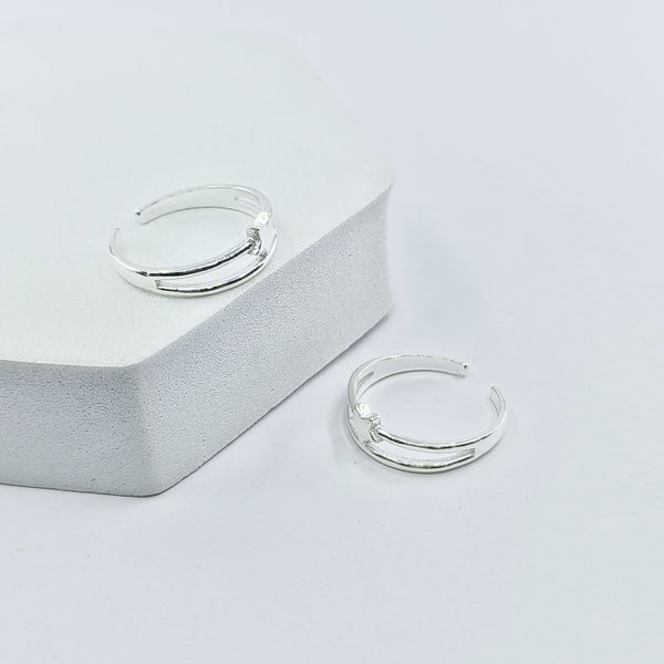 Star Two Row Adjustable Silver Toe Ring: 925 Sterling Silver