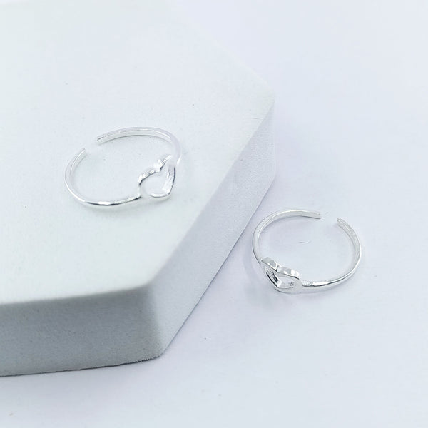 Little Hearts Silver Adjustable Toe Ring: 925 Sterling Silver
