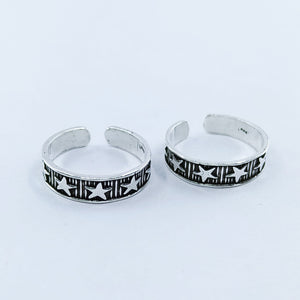 Star Defined Oxidised Silver Toe Ring: 925 Sterling Silver