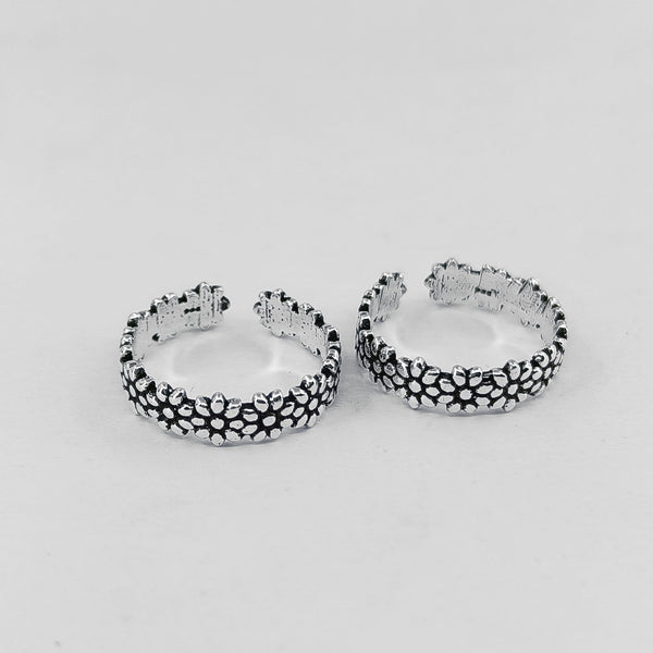 Sunflower Defined Adjustable Silver Toe Ring: 925 Sterling