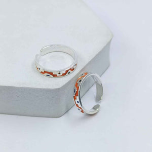 Orange Toned Adjustable Silver Toe Ring: 925 Sterling Silver