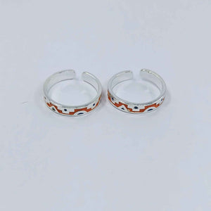 Orange Toned Adjustable Silver Toe Ring: 925 Sterling Silver
