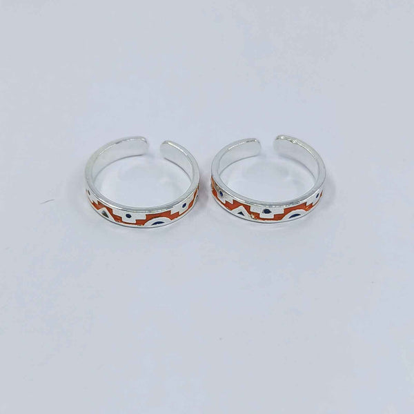 Orange Toned Adjustable Silver Toe Ring: 925 Sterling Silver