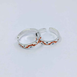 Orange Toned Adjustable Silver Toe Ring: 925 Sterling Silver