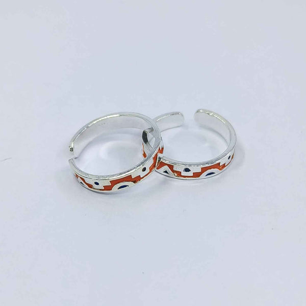 Orange Toned Adjustable Silver Toe Ring: 925 Sterling Silver