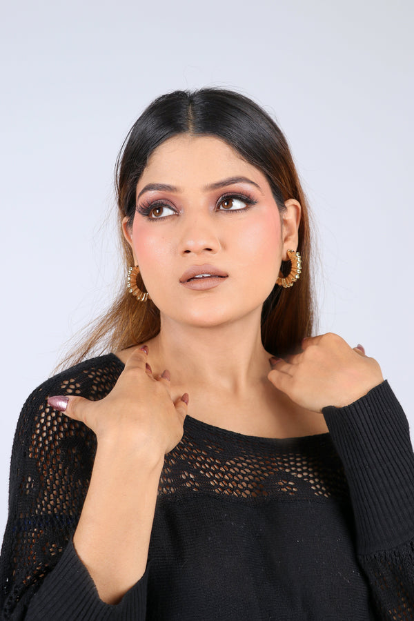 Metal Textured Earrings: 18K Gold Plated