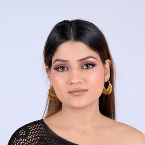 Gold Round Boat Stye Earring: 18K Gold Plated