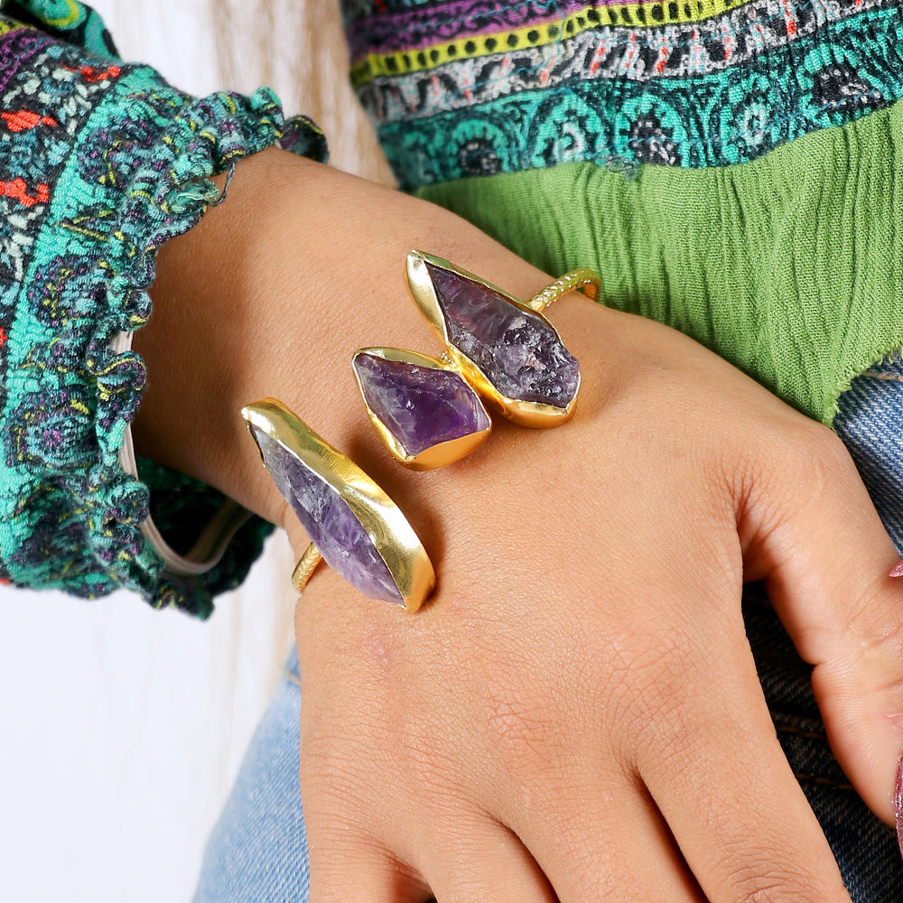 Big Purple Stone Bracelet: 18K Gold Plated