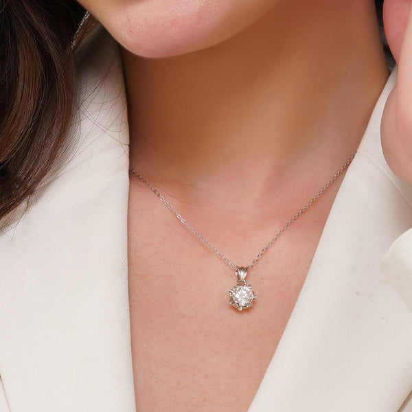 Single Drop Solitaire Lab Grown Moissanite Diamond Necklace 2.0 Carat