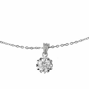 Single Drop Solitaire Lab Grown Moissanite Diamond Necklace 2.0 Carat