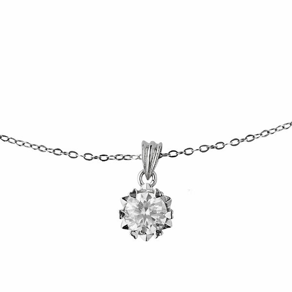 Single Drop Solitaire Lab Grown Moissanite Diamond Necklace 2.0 Carat