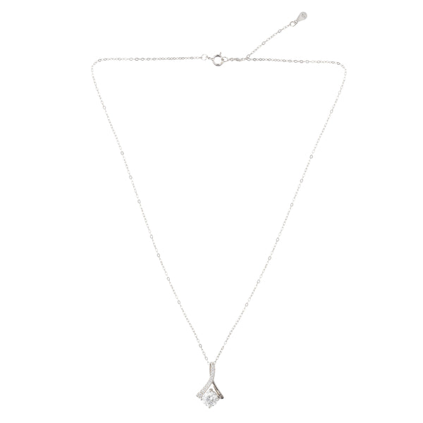 V-Shape Moissanite Solitaire Diamond Necklace 1.0 Carat