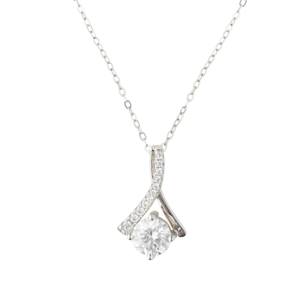 V-Shape Moissanite Solitaire Diamond Necklace 1.0 Carat