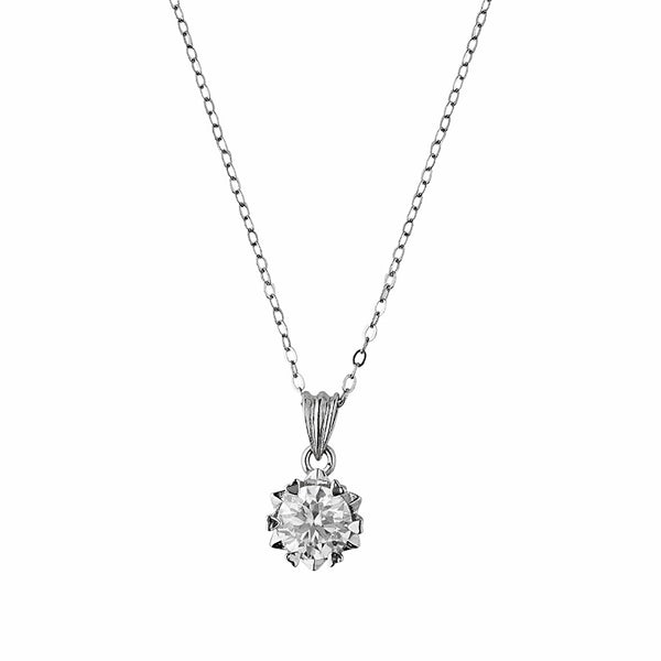 Single Drop Solitaire Lab Grown Moissanite Diamond Necklace 2.0 Carat
