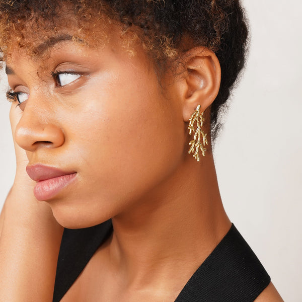 Tree Root Aesthetic Earring: 18K Gold Plated