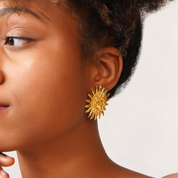 Sunflower Attire Earrings: 18K Gold Plated