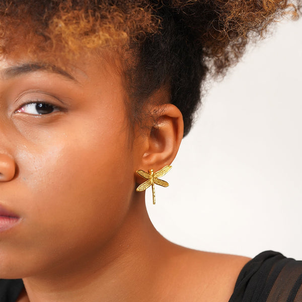 Dragon Fly Earrings: 18K Gold Plated