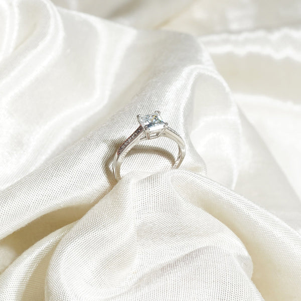 Square Essential Adjustable Lab Grown Moissanite Solitaire Ring 1.0 Carat