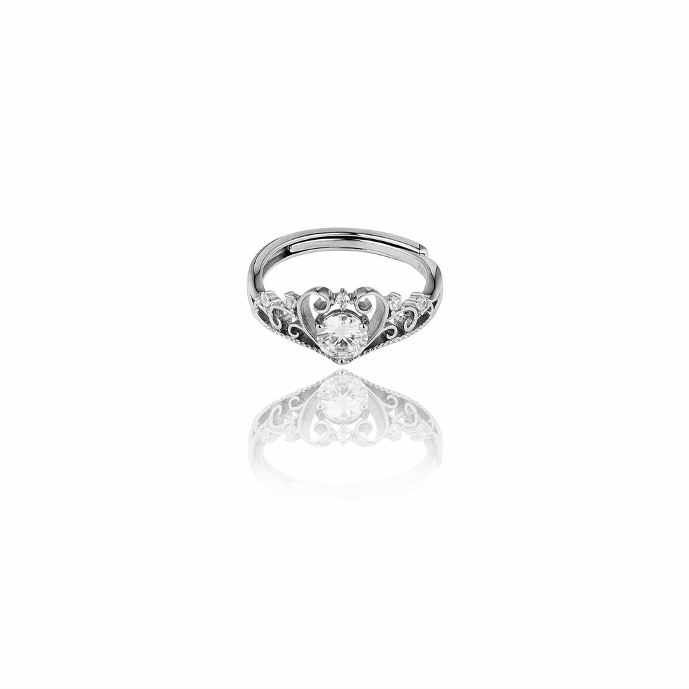 Royal Crown Adjustable Lab Grown Moissanite Solitaire Diamond Ring 0.50 Carat