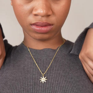 Sun Zirconia Charm Pendant: 18K Gold Plated