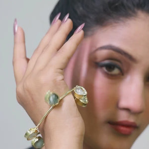 Green Semi Precious Stone Charm Bracelet: 18K Gold Plated