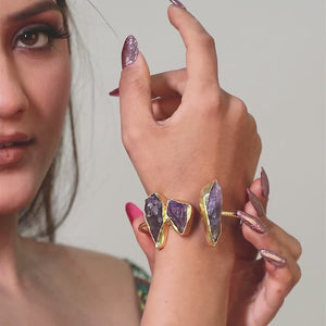 Big Purple Stone Bracelet: 18K Gold Plated