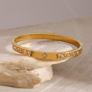 Razare Bracelet Teesta Gold Plated Zircon Studded Cuff Bracelet for Women | Elegant Open Kada Bangle | Minimal Luxury Daily Wear Jewelry