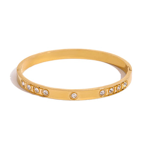 Razare Bracelet Teesta Gold Plated Zircon Studded Cuff Bracelet for Women | Elegant Open Kada Bangle | Minimal Luxury Daily Wear Jewelry