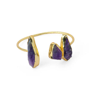 Razare Braclet Big Purple Stone Bracelet: 18K Gold Plated