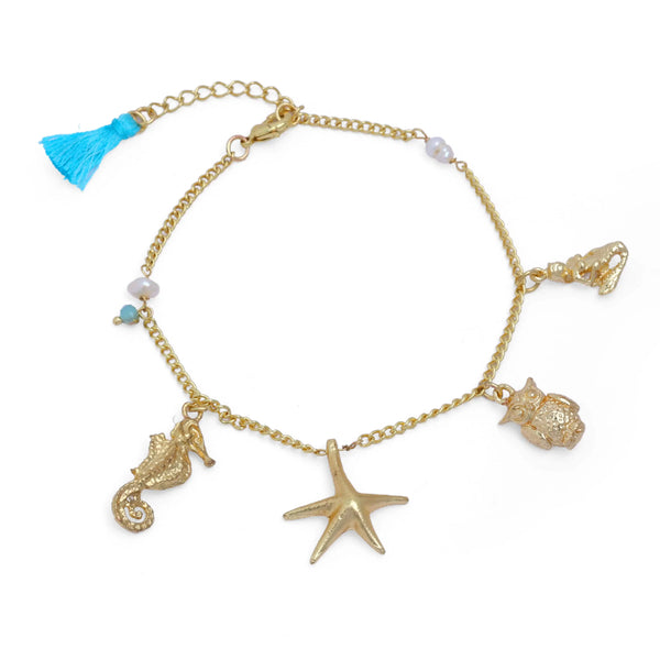 Razare Braclet Detailed Charm Bracelet in Brass: 18k Gold Plated