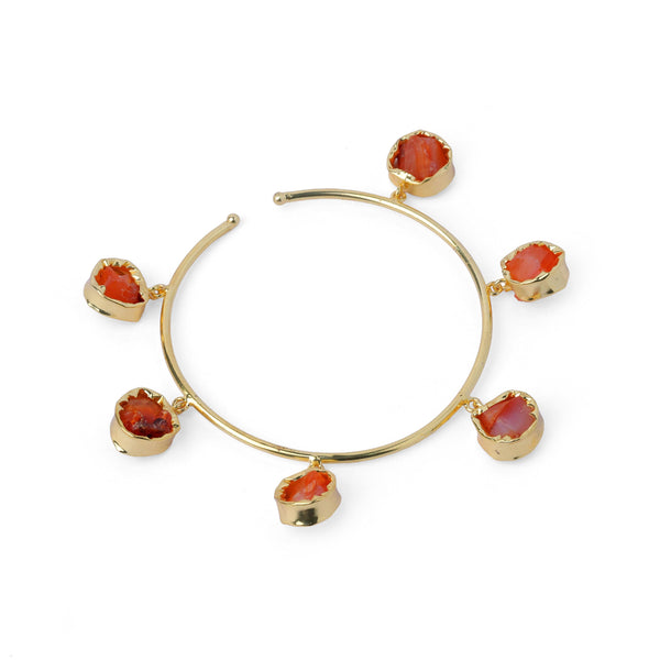 Razare Braclet Orange Stone Charm Bracelet: 18K Gold Plated