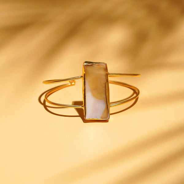 Razare Braclet Rectangle Semi Precious Stone Bracelet: 18K Gold Plated