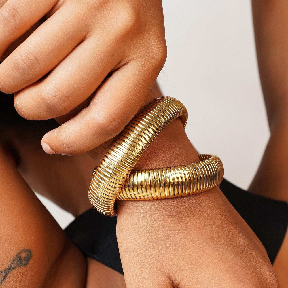 Razare Braclet Snake Elastic Stretchable Bangle: 18K Gold Plated