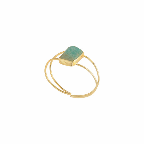 Razare Braclet Teal Semi Precious Stone Bracelet: 18K Gold Plated