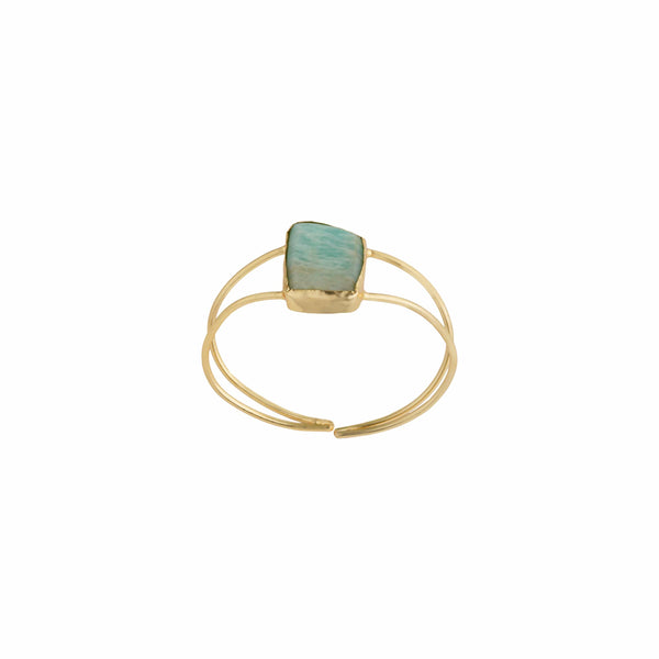 Razare Braclet Teal Semi Precious Stone Bracelet: 18K Gold Plated
