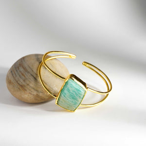Razare Braclet Teal Semi Precious Stone Bracelet: 18K Gold Plated
