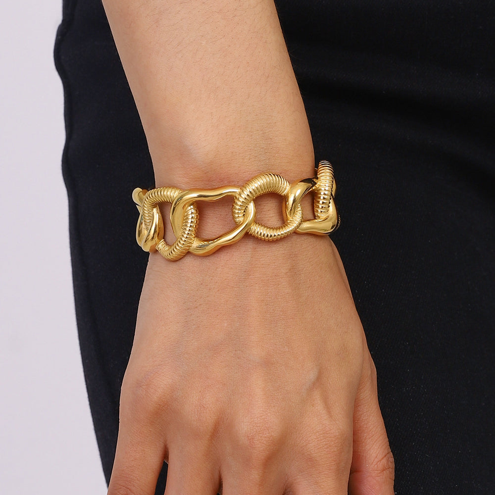 Razare Braclet Teesta Gold-Plated Chunky Chain Bracelet for Women | Bold Link Statement Bracelet | Trendy Party & Daily Wear Jewelry