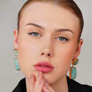 Razare Earrings Blue Stone Earrings: 18K Gold Plated