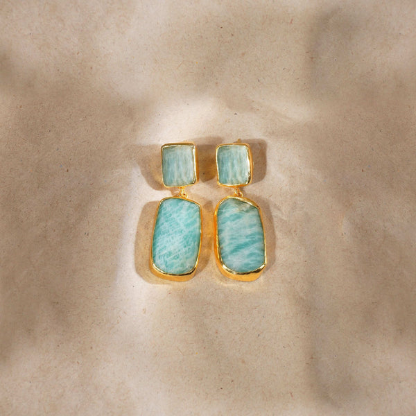 Razare Earrings Blue Stone Earrings: 18K Gold Plated